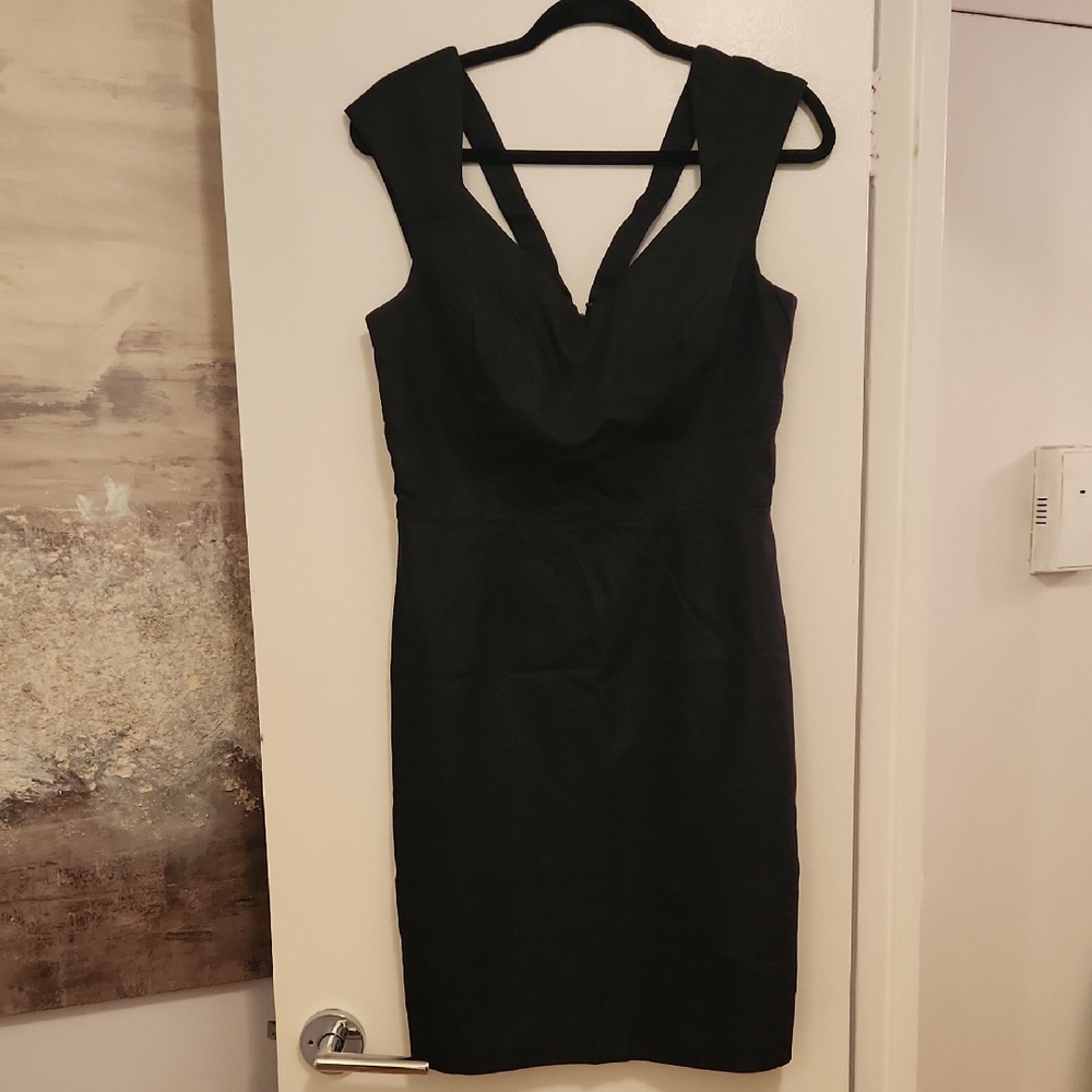 Suzi Chin Black V-Neck Mini Dress with Wide Straps